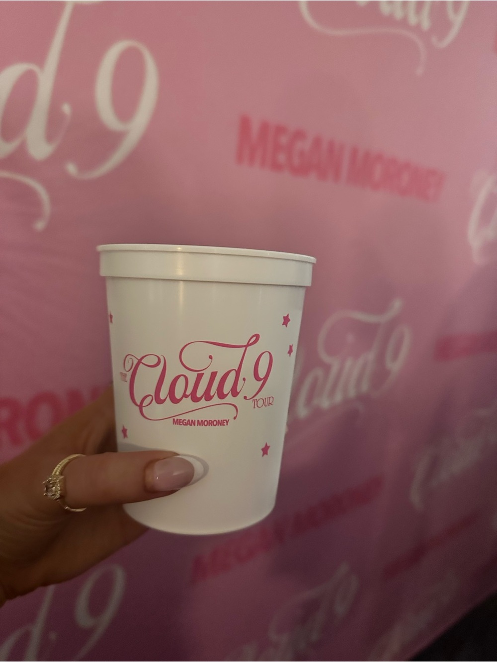 Megan Moroney Cloud 9 White Cup with Pink Logo VIP M&G 8/21